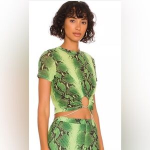 Cult Gaia mesh snakeskin top, with belly ring and chain detail, size S